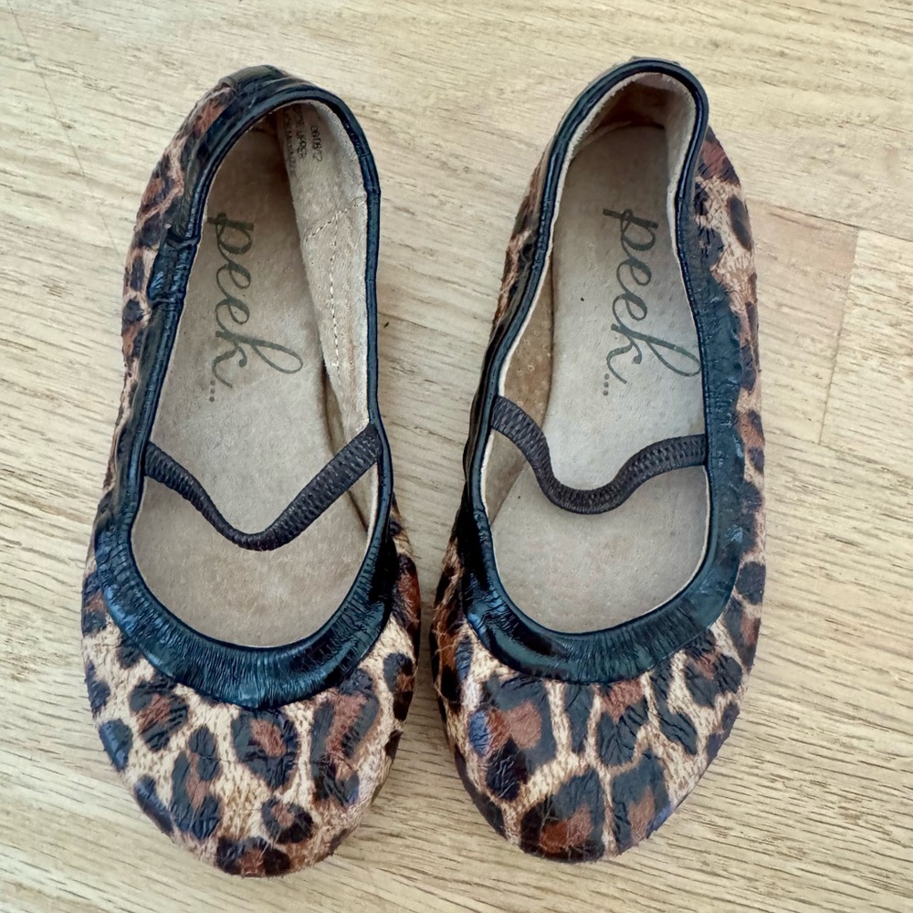 Peek Leopard Print Ballet Flats, girls size 8.5